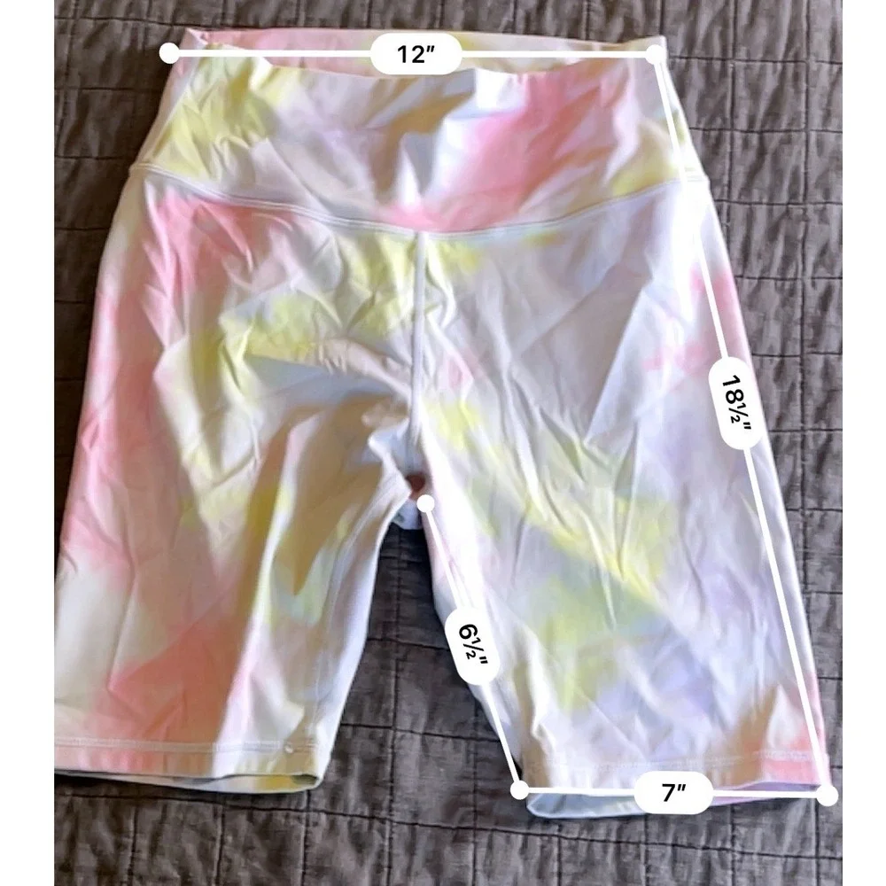 Zyia Active Pastel Tie Dye High Waisted‎ Biker Shorts Yoga Small